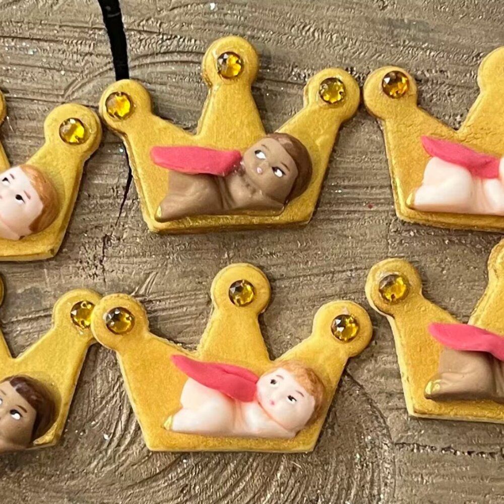 Cold Porcelain Baby Shower Baby On Crown Accents Party Favors 6 Count